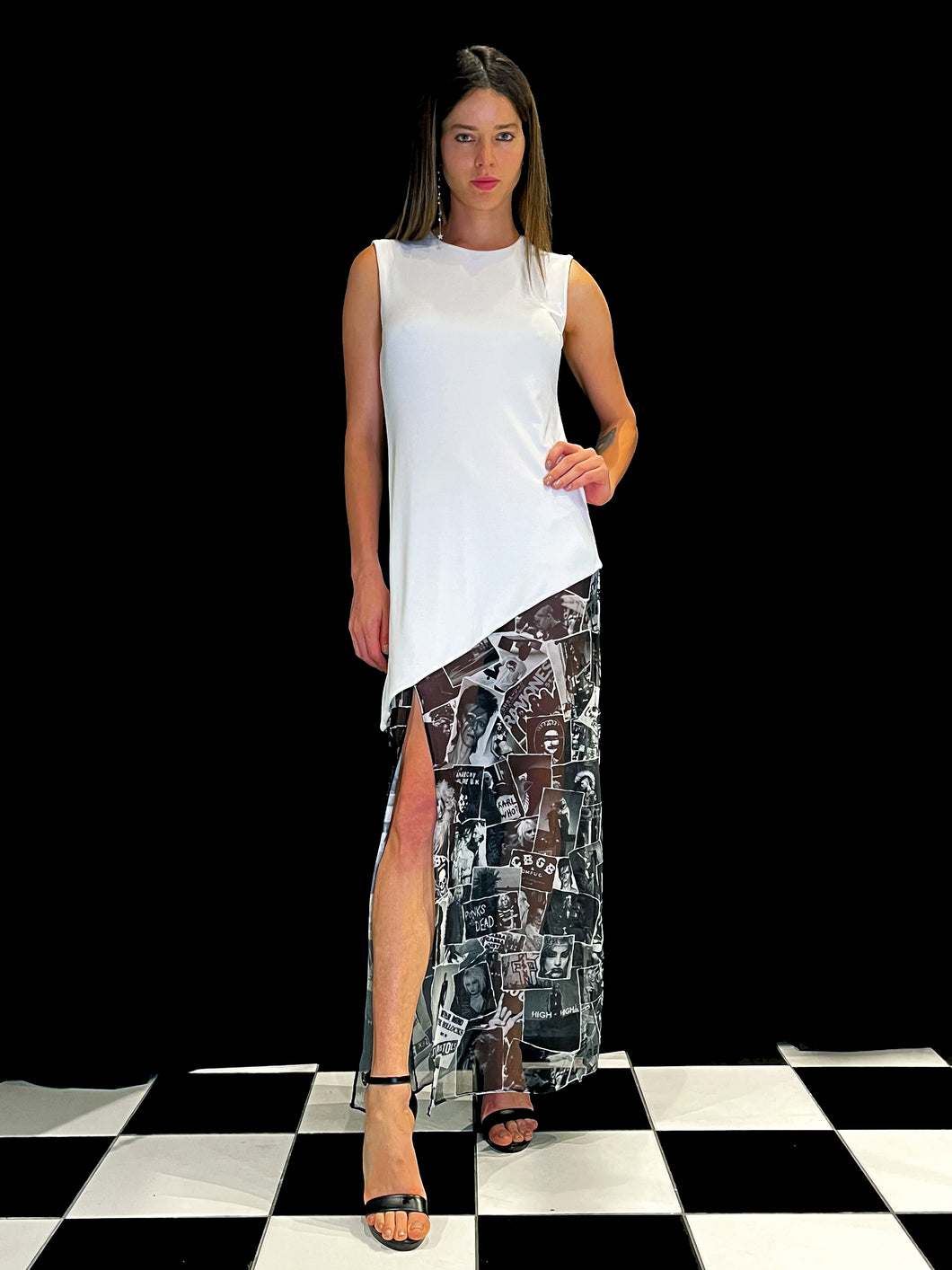 vestido CBGB high-high (branco)